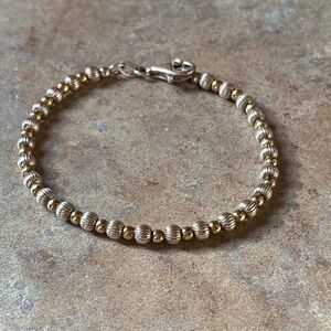 L-5: Super quality Italian made solid sterling & gold bead bracelet- lg clasp